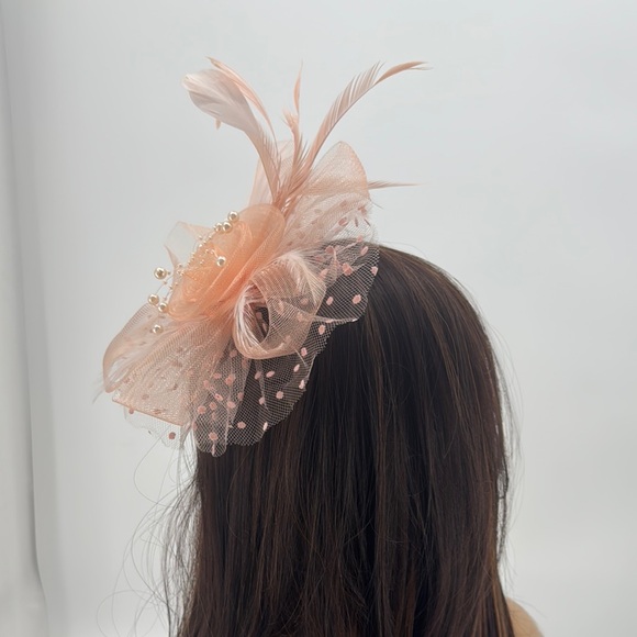 Vintage Feather Pearl Mesh Derby Headpiece Headband Headpiece Fascinator - Picture 5 of 14